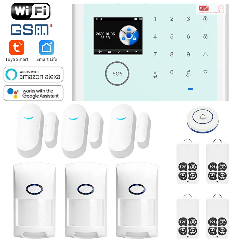 Tuya Intelligent infrared sensor door and window sensor wireless wifi/GSM home remote security anti-theft alarm system