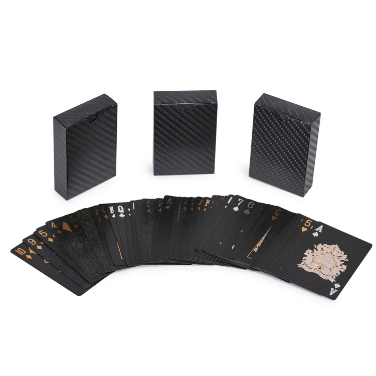 Пользовательские карты ПВХ водонепроницаемый покер настольная игра двухэтажный пластиковый логотип черная бумага для печати игральные