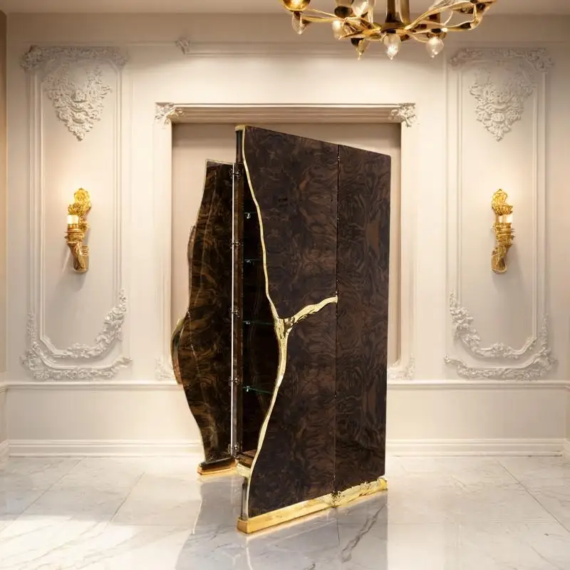 High Quality Luxury Home Furniture Set Living Room Cabinet Unique Designs Wood Veneer Wine bar Cabinet