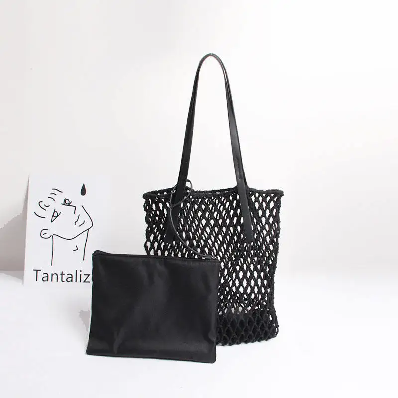 Chiterion Custom Eco Friendly Cotton Mesh Shopper Tote Stylish Bag For Hangout Shopping Trip Travel Grocery Daily Woman Girl