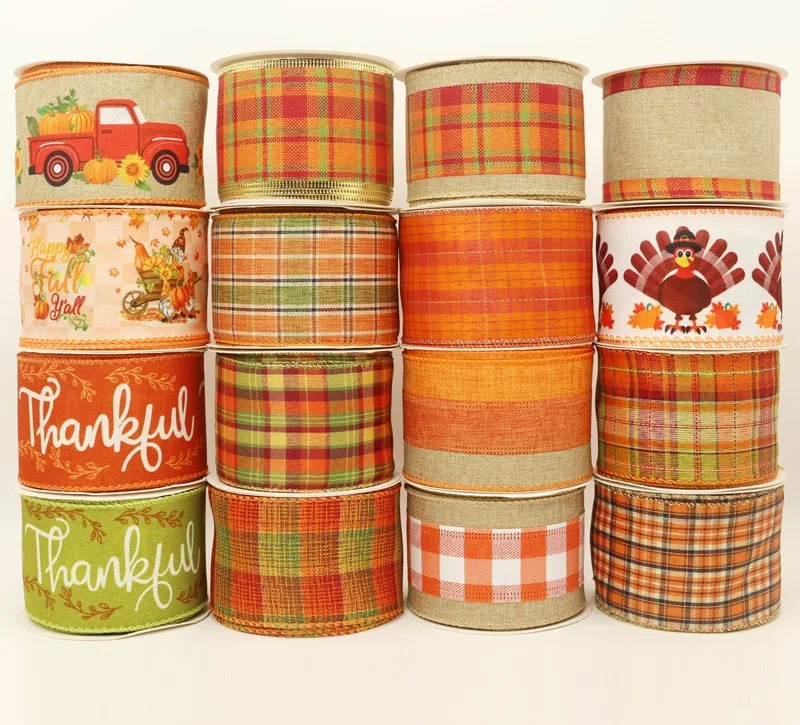 Christmas Thanksgiving Ribbon Fall harvest Themed series Ribbon Harvest Pumpkin Ornament ribbon