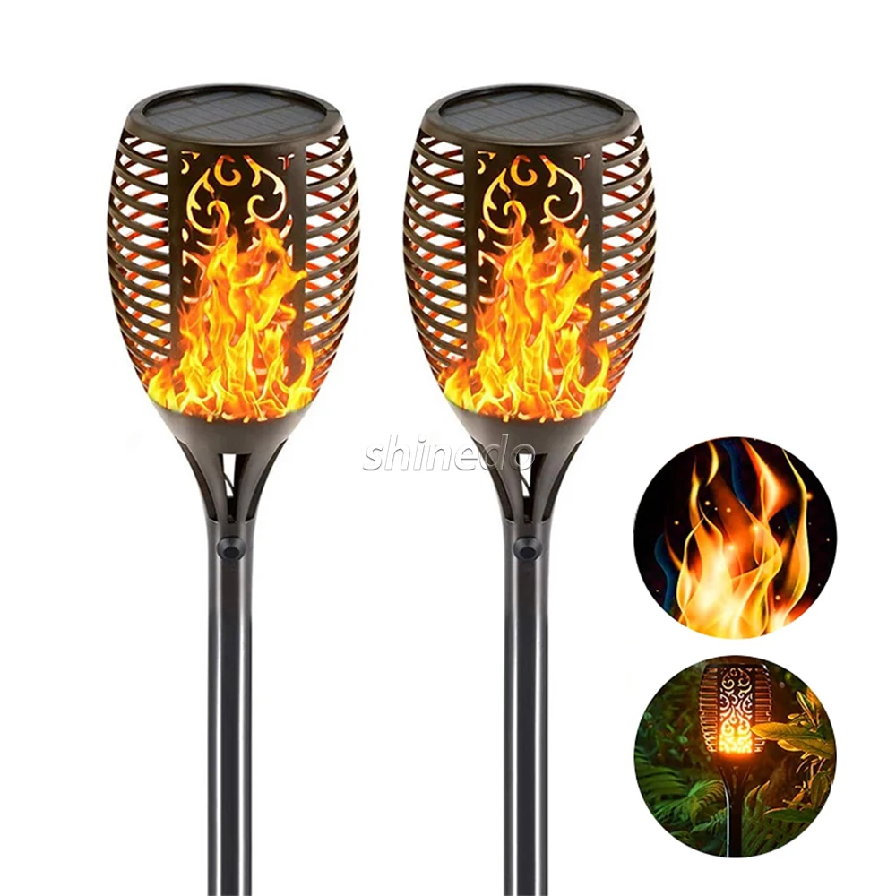 New Design High Quality Waterproof led Flickering flame effect lights Solar Flame light for Pathway Lights Landscape Decoration