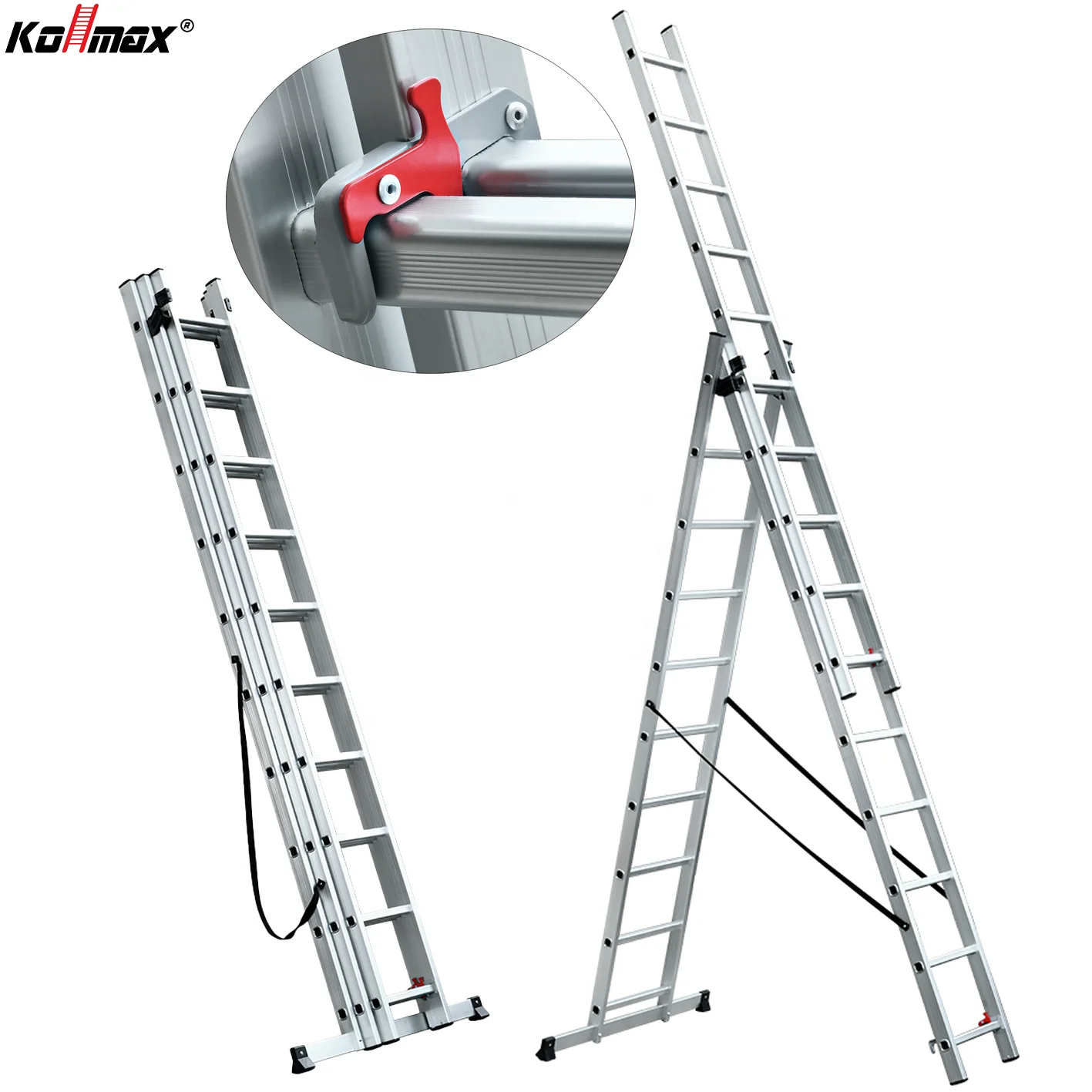 High Quality Aluminum 3 Section Extension Ladder Domestic Folding 3*10 Steps Multipurpose Ladders Customizable