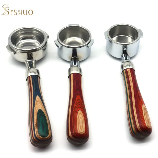 Espresso coffee machine portafilter 51/54/58mm Bottomless Wood Handle Coffee portafilter