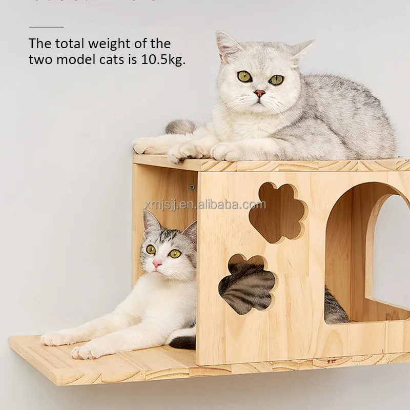 Wholesale High Quality Solid Wood Wall Mounted Cat Scratcher Shelf Cat Hammock Wall Mounted Cat Tree Wall Climbing Frame Pet