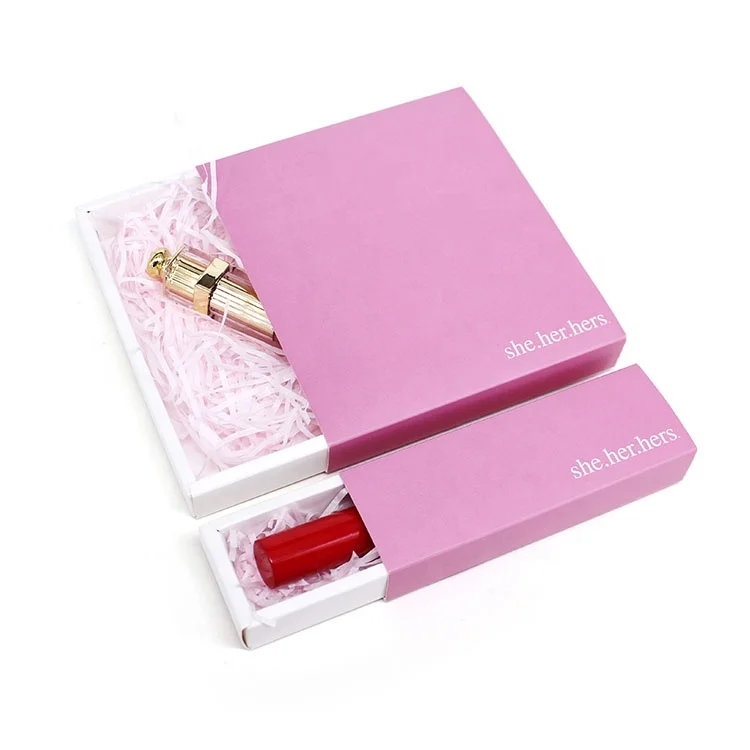  Gold foil stamp make up gift box custom lipgloss packaging for
