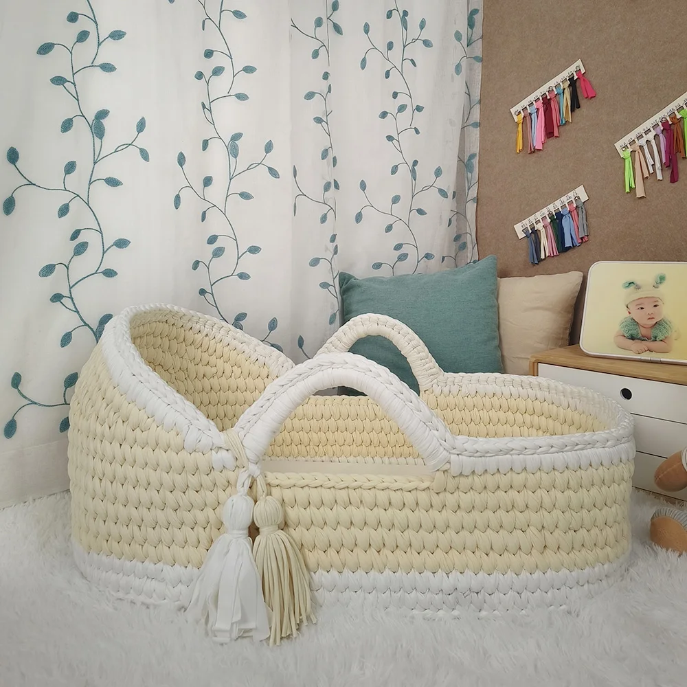 Baby Changing Basket with Extra Travel Diaper pad Cotton Rope Moses Basket, Changing Table Topper for Dresser