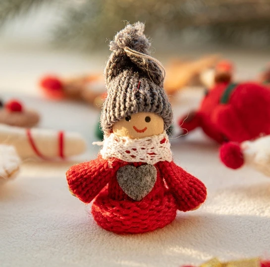 Christmas tree plush pendant Wing Angel Xmas Tree Pendant Children Gift Doll Christmas Scene Decoration Felt Wool Pendant