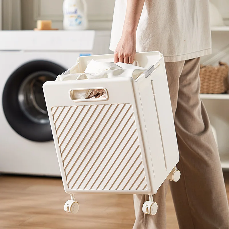 Laundry Basket with Wheels Large Capacity Storage Basket Multifunctional Foldable Waterproof Dirty Clothes Storage basket