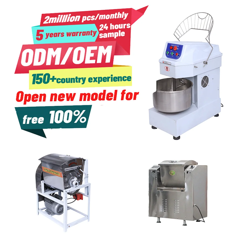High quality capacity 10L weight 100kg dough horizontal spiral mixer dough machine with silent dc motor