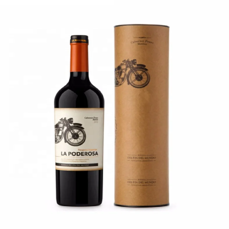 High End Eco Friendly Gift Wines Bottle Packaging Cardboard Cylinder Paper Boxes With Metal Lids