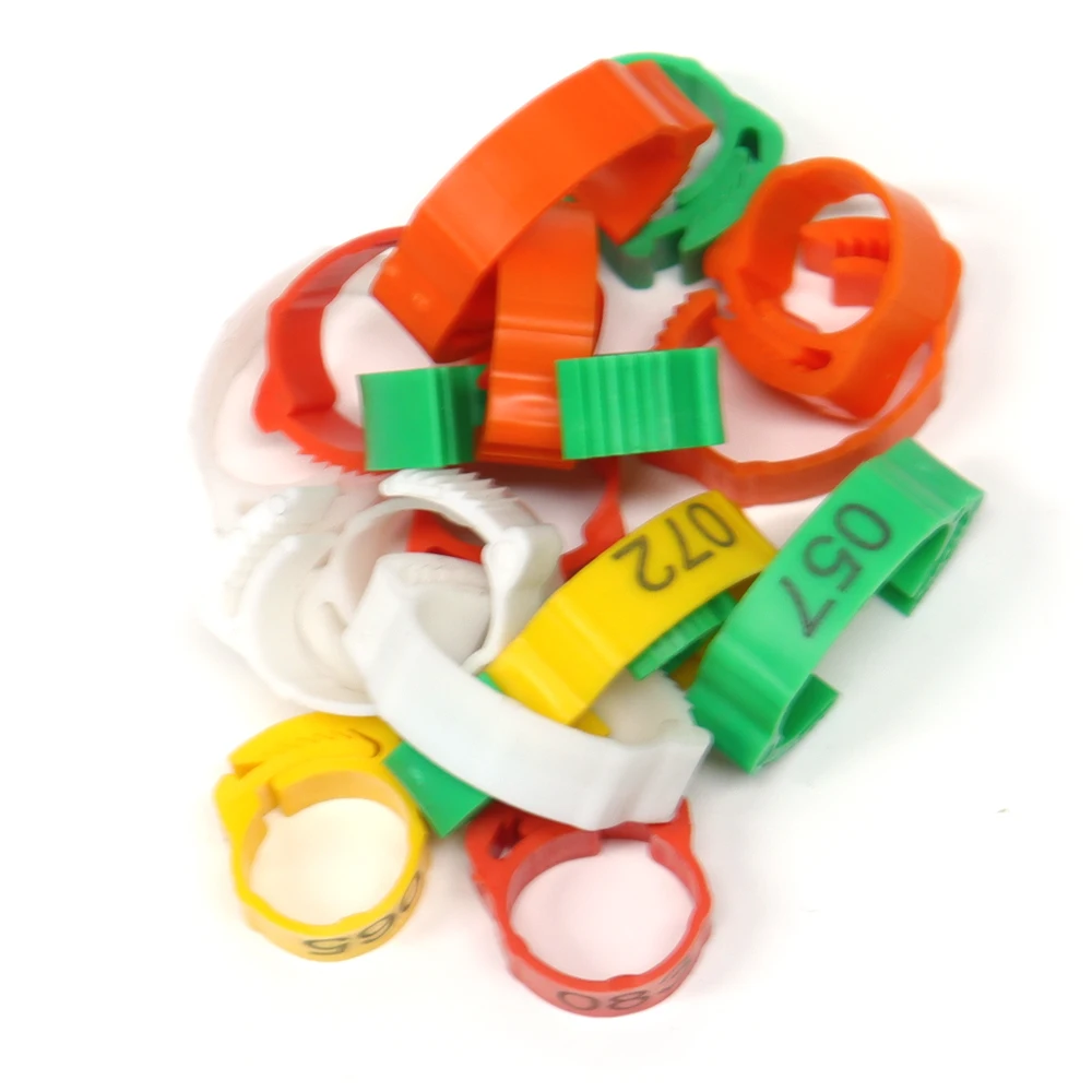 Plastic Colorful Numbered Chicken Clip-on Leg Ring Adjustable Size Poultry Duck Pigeon Identification Foot Rings