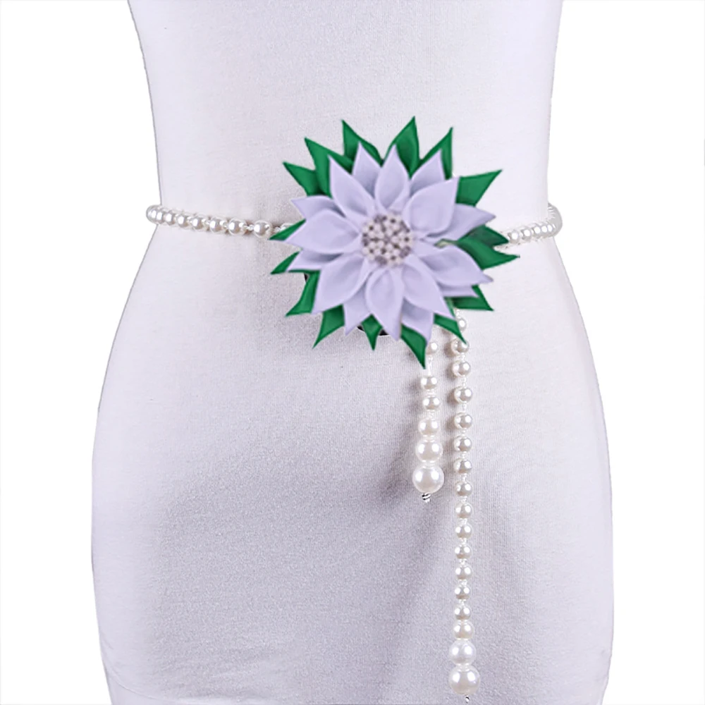 Statement Green And White Ribbon Flower Making Body Pearl Chain The Links Incorporated And Iota Phi Lambda Inspired Waist Chain