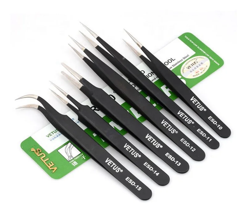 
High quality Black Stainless steel Vetus SMT ESD Tweezers 