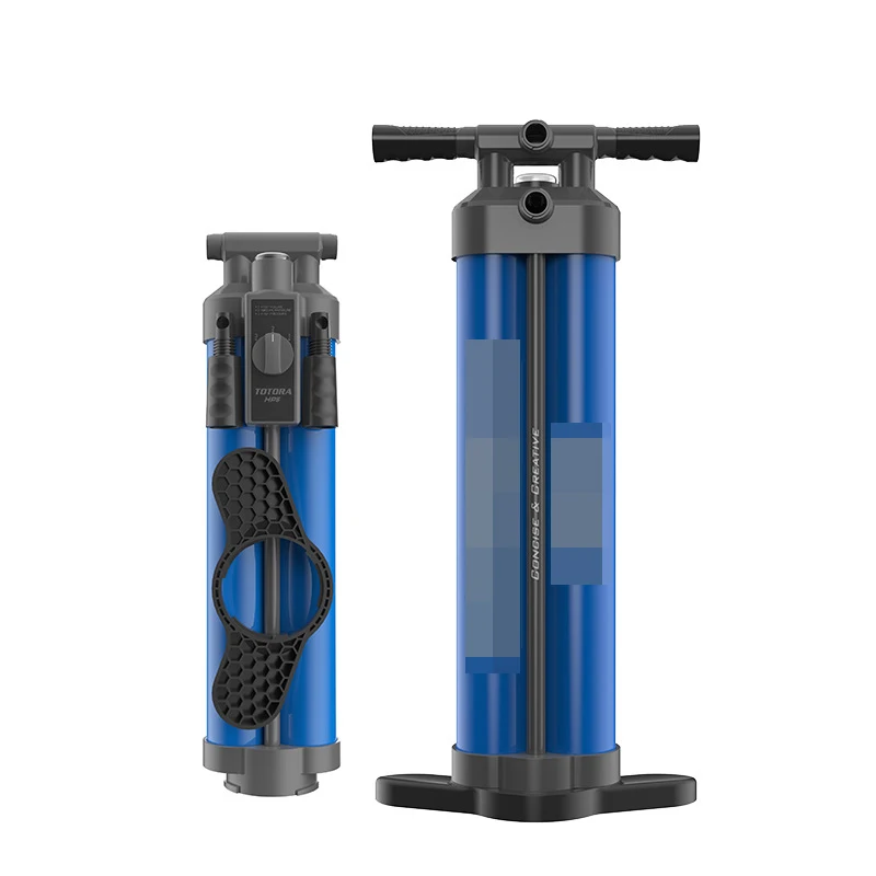 2022 Custom High Quality Dual Function Blue Single Chamber Double Action Inflatable Paddle Board Surfboard SUP Hand Pump