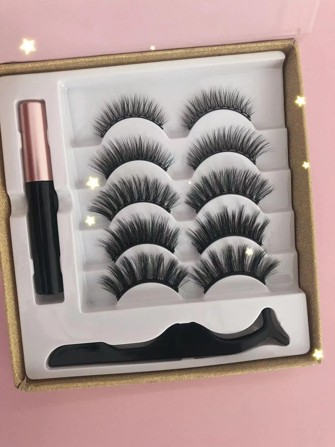 High Quality 3 Pairs 5 Pairs Magnetic False Eyelashes Magnetic Eyelashes No Glue No Eyeliner Magnetic Eyelashes