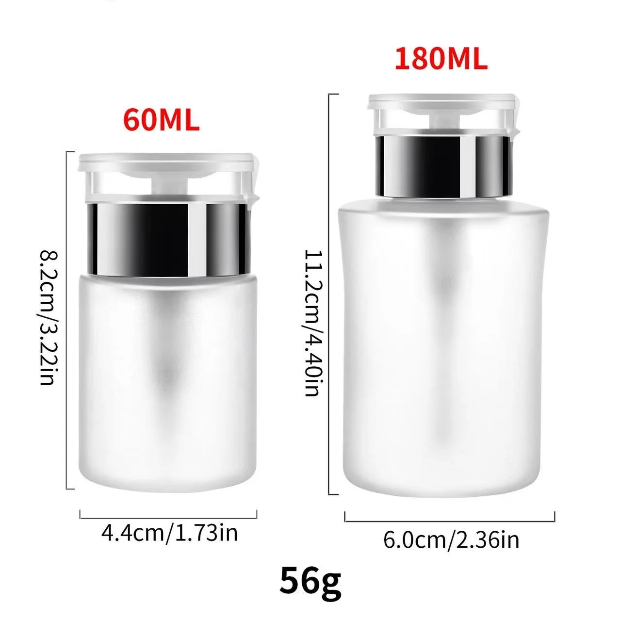 60/150/180/250ml Nail Refillable Bottles Empty Press Pump Dispenser Nail Art Polish Remover Cleaner Makeup Bottle Manicure Tool