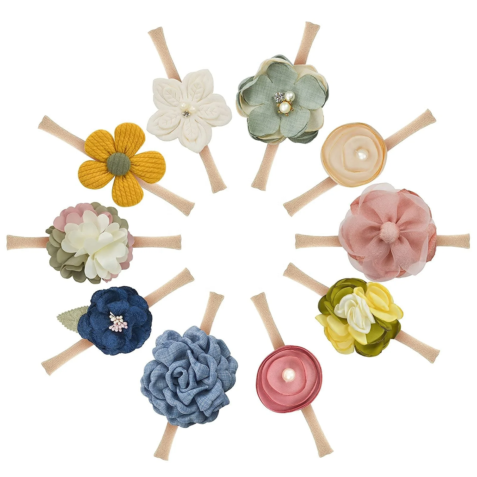 Adorable Baby Girl Headbands and Bows Newborn Infant Toddler baby Nylon Hairbands Hair Accessories 10pcs/set Eralove wholesale