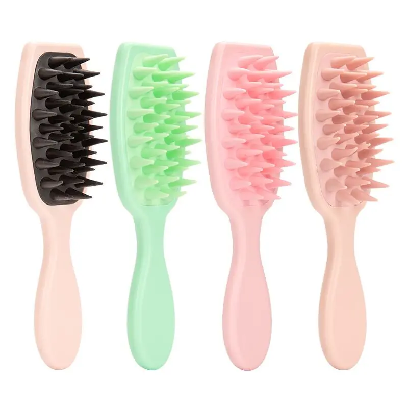 Custom Logo Handheld Biodegradable Silicone Shampoo Brush Scalp Massager with lash Cleaning Bath Shower Hairbrush Product_genre