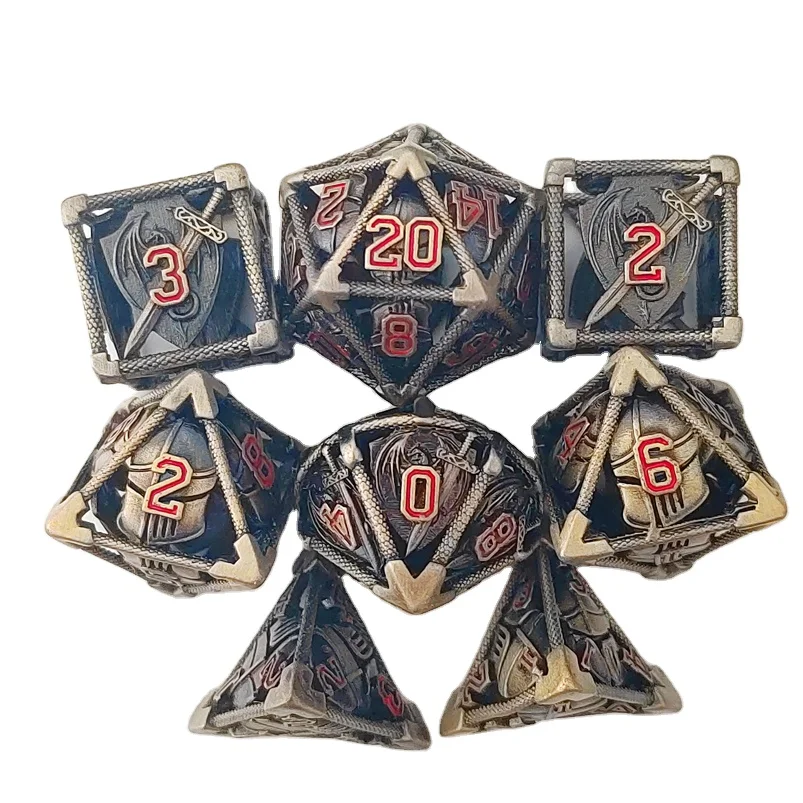 Wholesale Copper Metal Dice Sword And Shield Hollow Dice