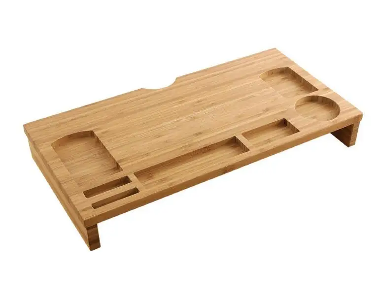 Wholesale Office Accessories Bamboo Desk Organizer with Tablet Phone Holder Monitor Stand Riser