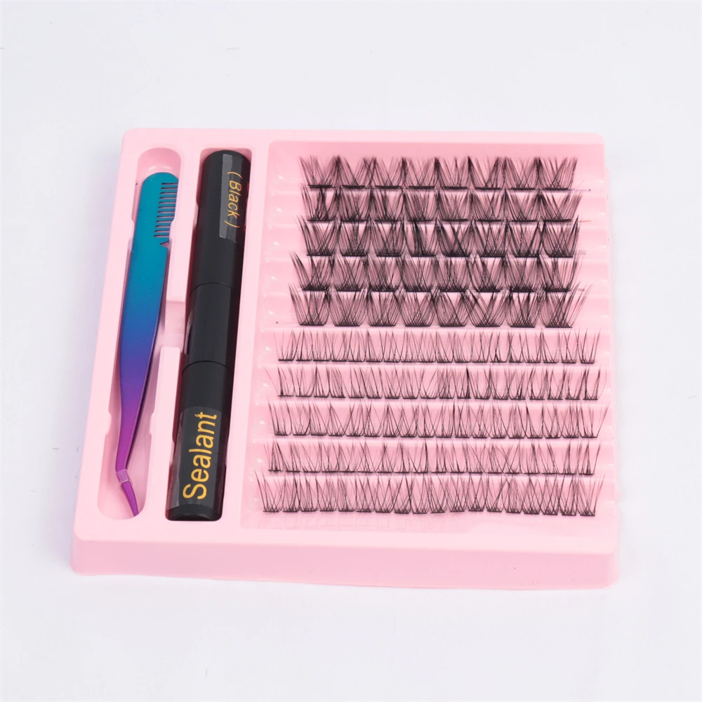 Wholesale individual lash clusters eyelash 10 lines one tray professional diy lash extension Pre-cut segment cluster lashes