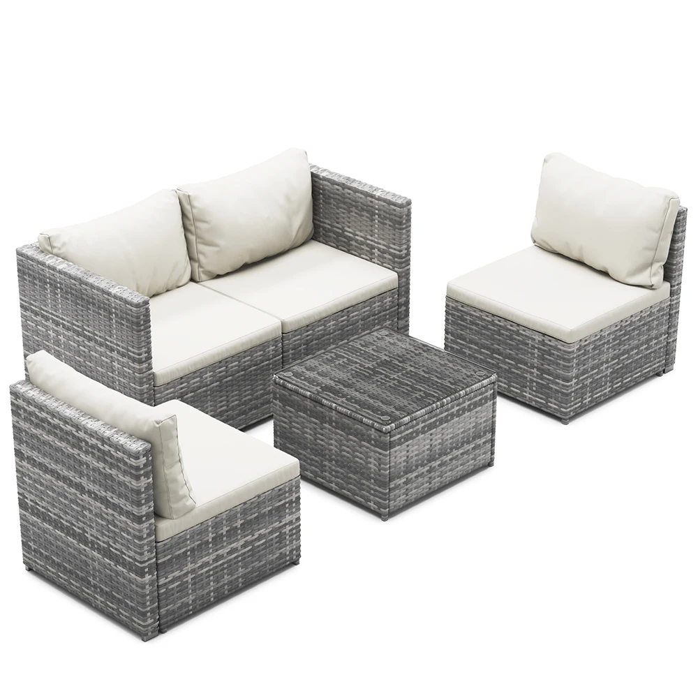 Furniture Wholesaler Outdoor Living Seating Sectional Poly Rattan Wicker Free Combination  Garden Sofa