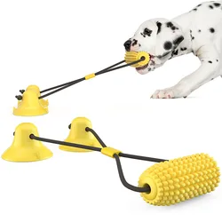 Amazon Hot Selling Interactive TPR Pet Toys Double Suction Cup Drawstring Dog Toy Bite Resistant Corn Shape Dog Chew Toy