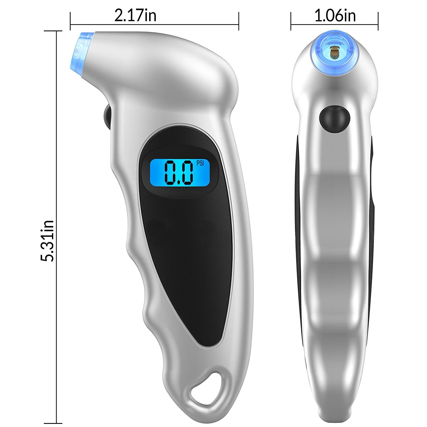 
Blue LCD backlight digital tire pressure gauge with LED torch CE Rohs certificate 4 units BAR KPA KG/CM^2 150PSI 