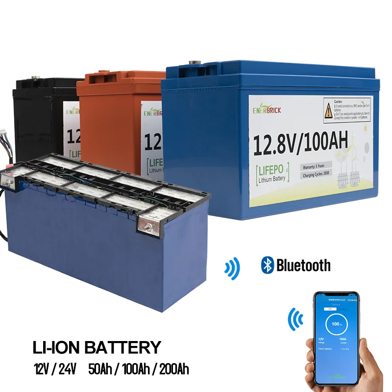 Rechargeable high-capacity 12v 24v deep cycle lipo solar battery 100ah 200ah lifepo4 energy storage battery for solar systems