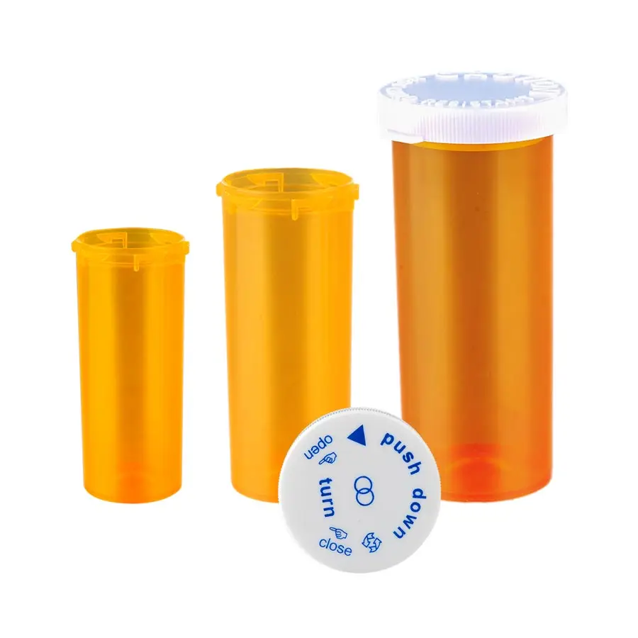 Янтарные пустые пластиковые флаконы с защитой от детей для 6DR 8DR 10DR 13DR 16DR 20DR 30DR 40DR 60DR