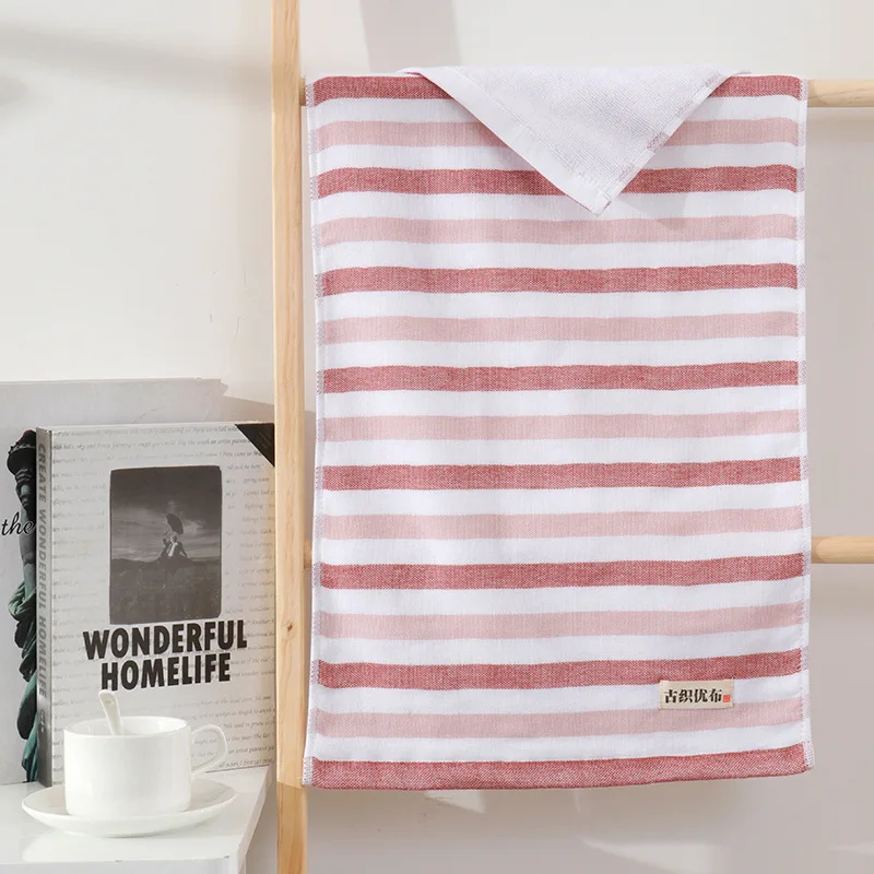 Japanese pure cotton yarn cloth towel antique fabric couple stripe garden wind face soft absorbent household face towel