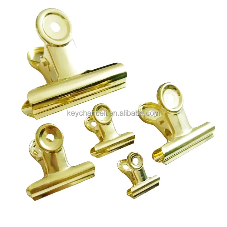 differen sizes gold round head paper clip metal bulldog clip