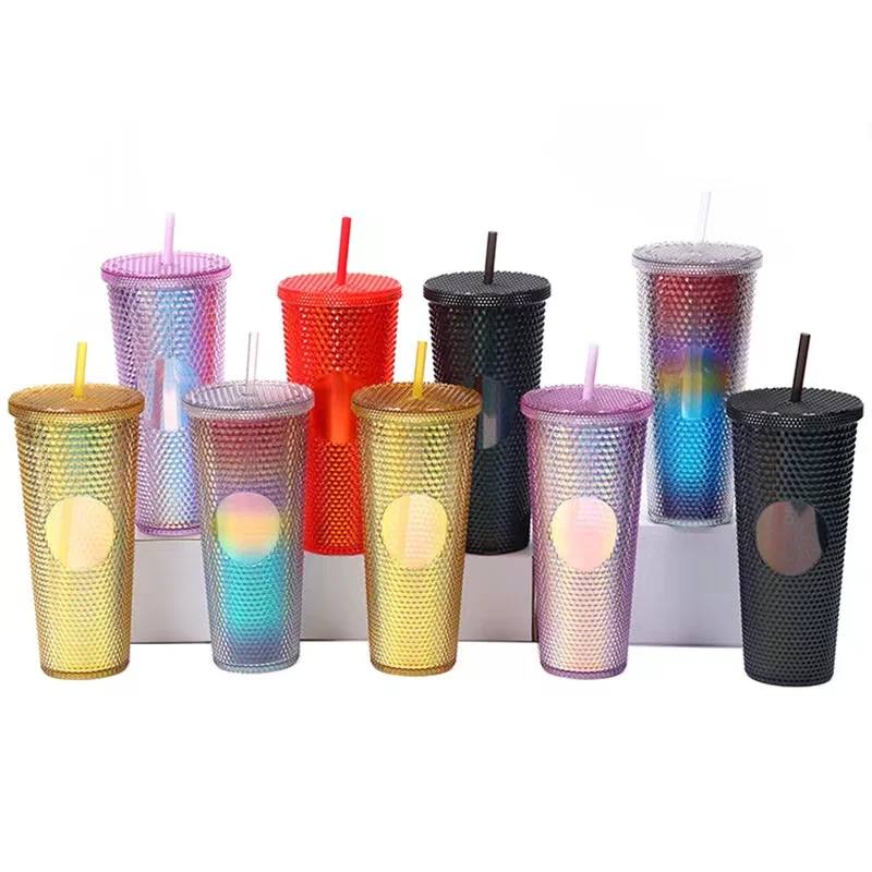 Wholesale Custom DIY Wall Plastic Black Matte Rubber Paint Snow Globe Tumbler Double Insulated Acrylic Straw
