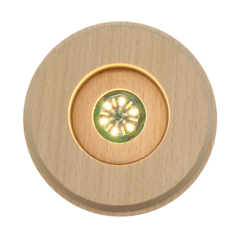 Wholesale 3D Illusion LED Base With Smart Speaker Music Night Lamp RGB Color Wooden LED Light Base For Crystal Ball