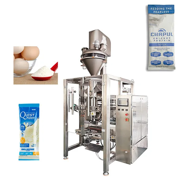 
VFFS Pillow Gusset Bag Protein Albumen Powder Vertical Packing Machine With Auger Powder Filling 