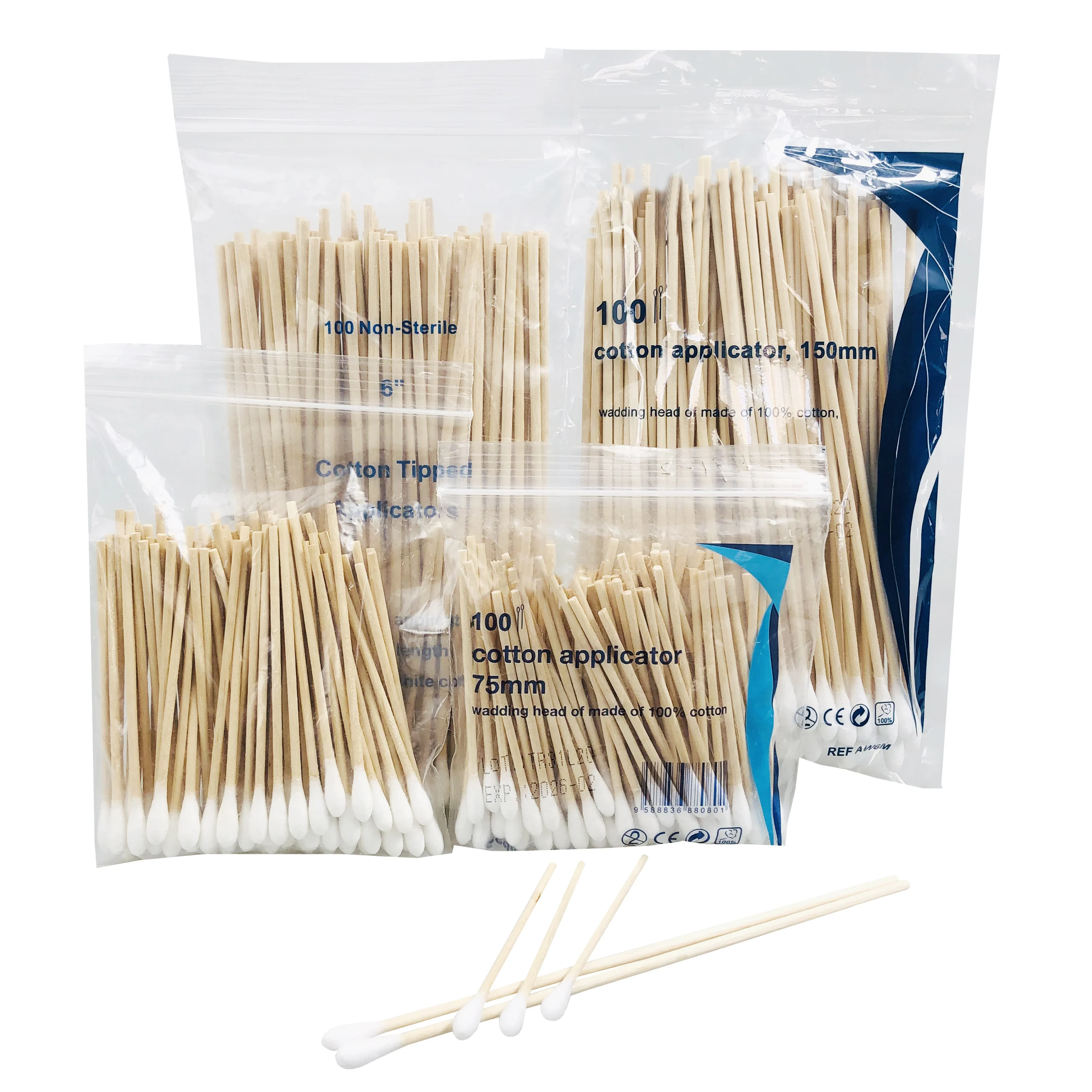 Прямая Заводская поставка 6 дюймов OEM длинные бамбуковые палочки одиночные ватные палочки/палочки 100