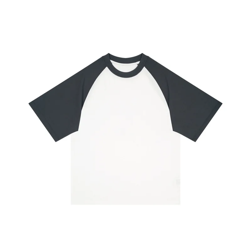 3 Needles 5 Threads Overlock Color Matching Vintage Raglan Half Sleeve 300 GSM Heavywight Oversize Blank Plain T-Shirt For Men
