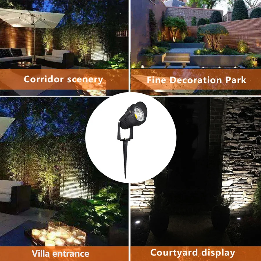 3W/6W Ground Lighting Black Square Adjustable Angle Up Down Light Spot Garden Led Spike Light