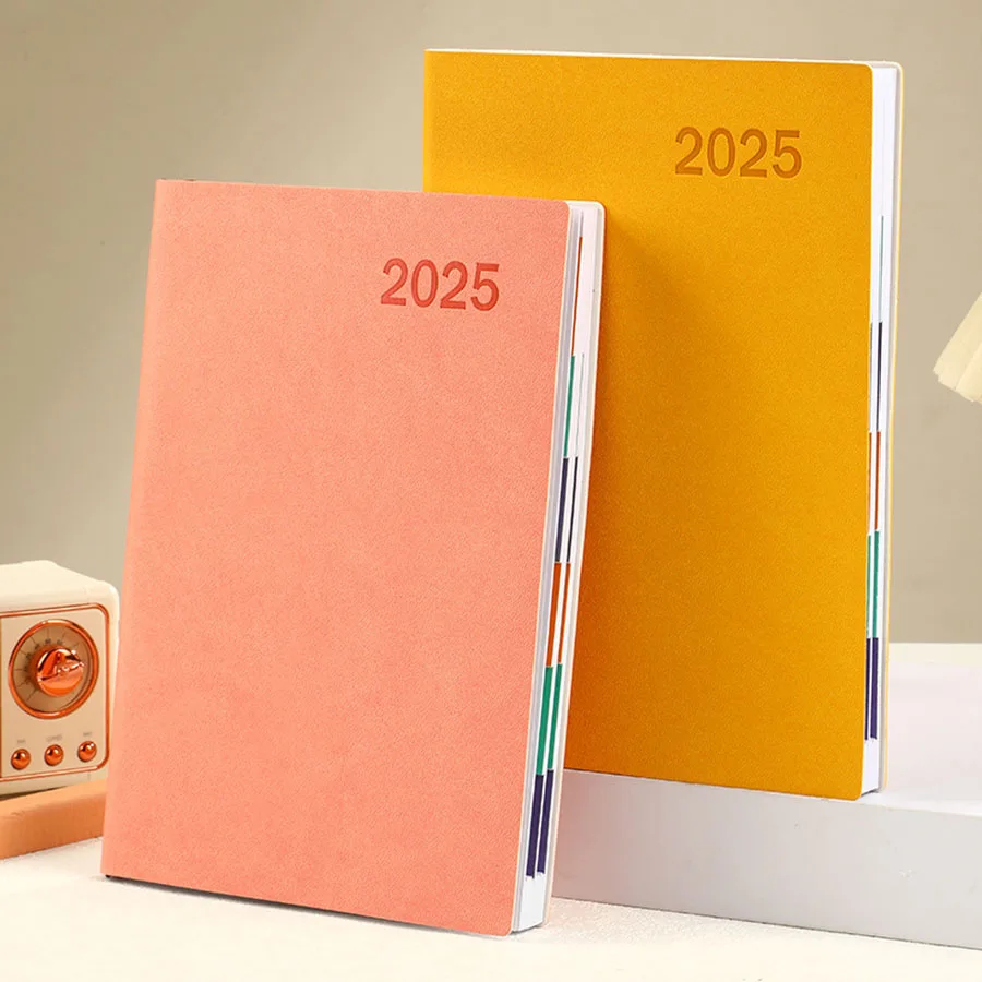 Custom School Notebook Printing Agenda Diary Planner Notebooks Colorful PU Leather Cover 2025 Year Palnner