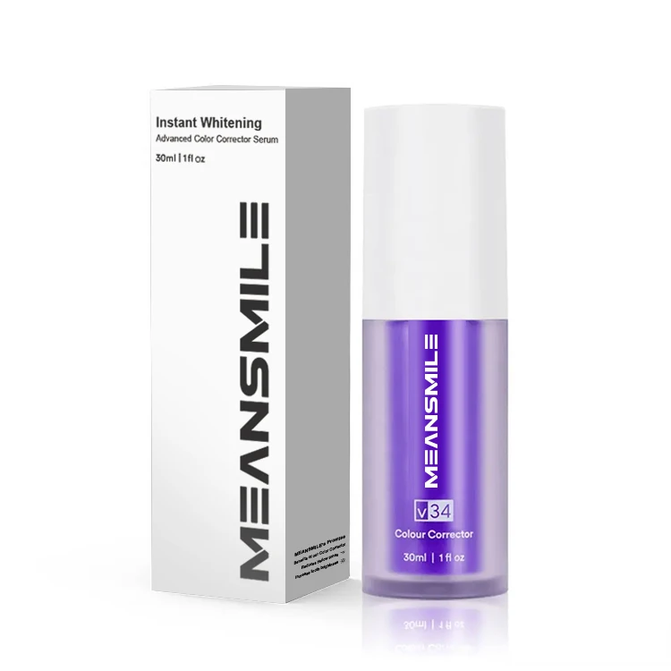 Hot Selling 30ml Custom Logo Stains Removal Brighten White Smile V34 Purple Toothpaste For Teeth Whitening
