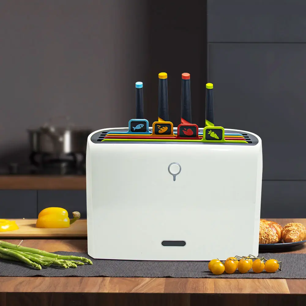 All-In-One Smart Electronic Kitchen Tool Set Color Coded Cutting Board Knives Dryer Holder Indoor Application Common Appearance