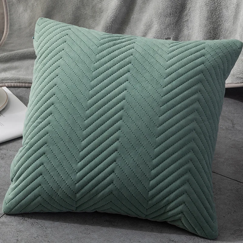 Nordic Simple Design Quilting Velvet Throw Pillow Case Cover Solid Color Crumpled Diamond Cushion Cover