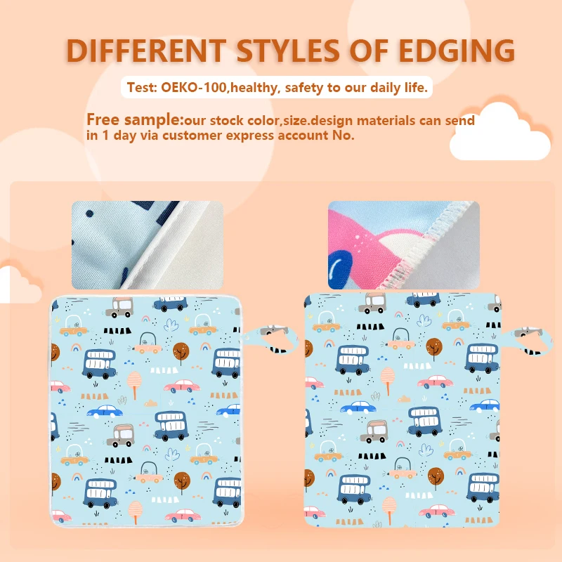 baby changing mat front and back different customized print color washable waterproof portable baby changing pad