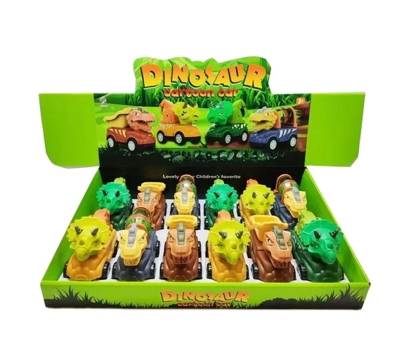 1/6 Hot Selling Market Display Pull Back Dinosaur Toy Friction Truck Car Kid Toy Cars Vehicles Toys with Bidirectional inertia