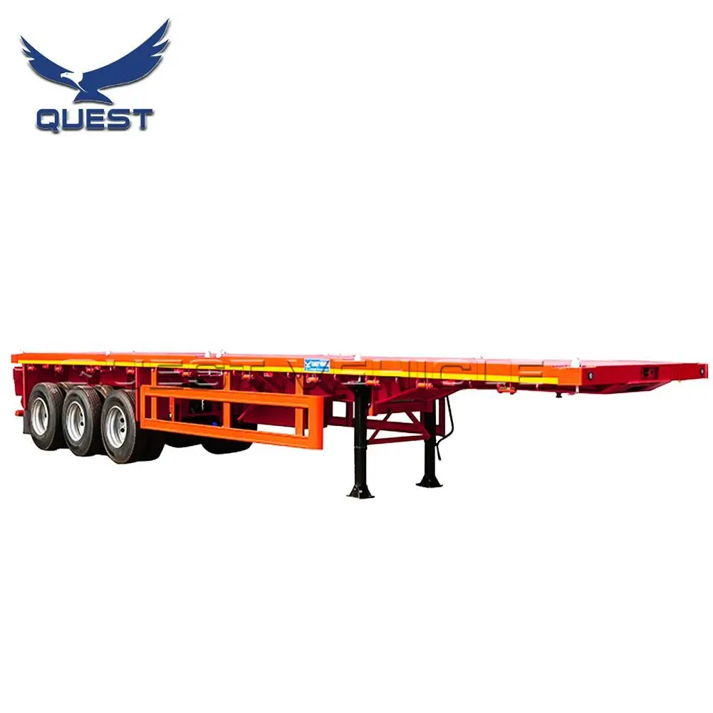China Manufacturer Customized Size Fast Shipping Flatbed Semi Trailer with Double Axles
