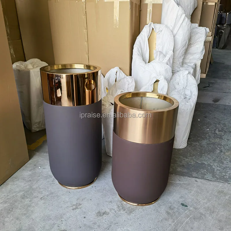 Wholesale indoor gold planter metal flower pots / large tall floor vases for home decor