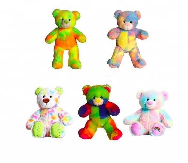 Plush colorful bear big teddy bear doll soft stuffed rainbow bear toys