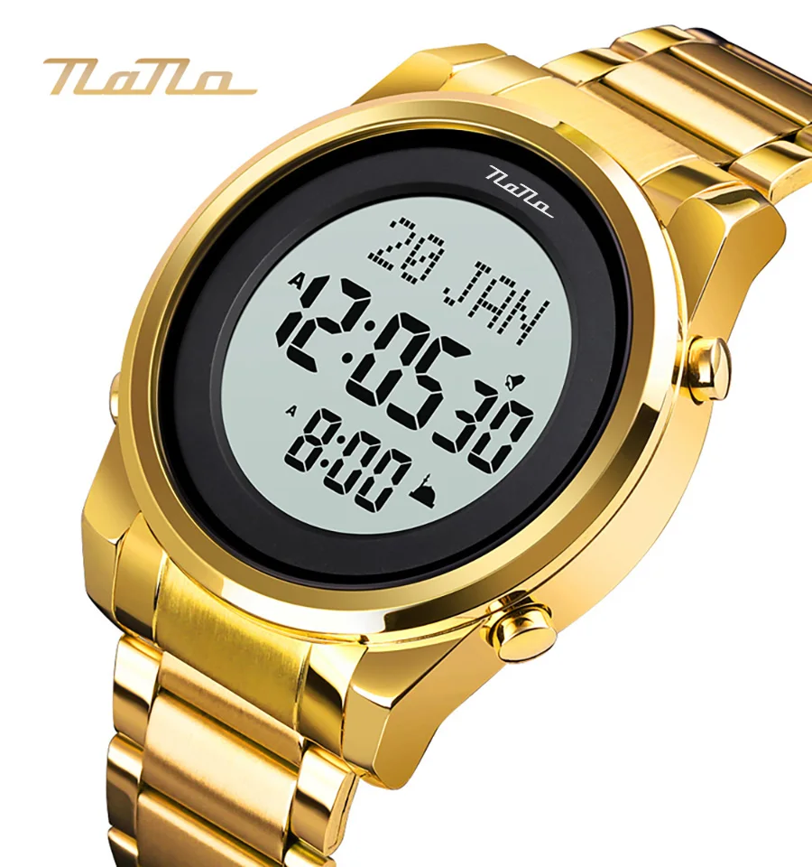 nano New Modern Sport Anti-Allergy Large Round Wall Clock Qibla Digital Analog Muslim azan Alfajr Prayer Watch