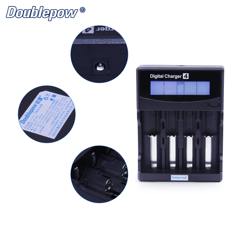 Doublepow K68 3.7V Multi-Function Battery Charger with LCD Display for 12V AAA and 18650/26650 Charging